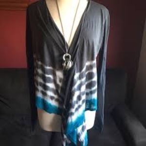 Velvet long sleeve tie dye wrap sweater